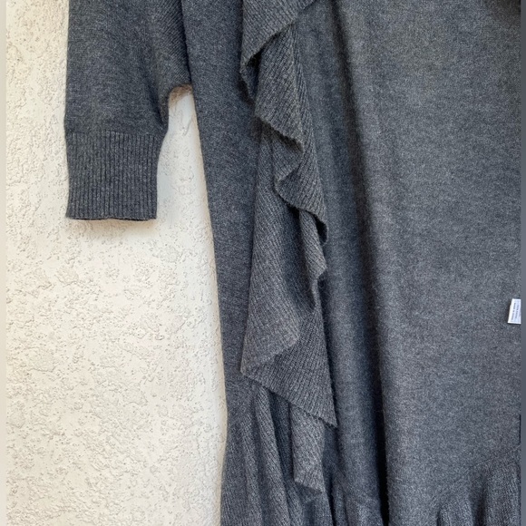 Express Design Studio Heather Gray Ruffle Cardigan xs - Picture 4 of 6